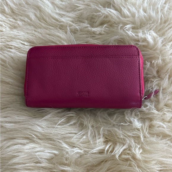 Pink Leather Tri-Fold Checkbook Wallet - Picture 3 of 7